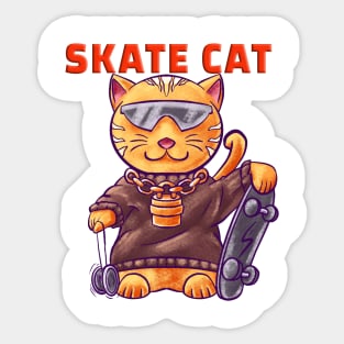 Skate Cat playing Yoyo part of Lucky Cat collection Sticker